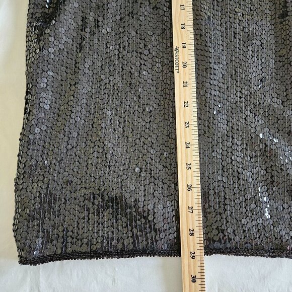 Michel Antoni Top Womens 2X Black Short Sleeve Sequined Silk Witchy Goth Retro - Picture 6 of 15
